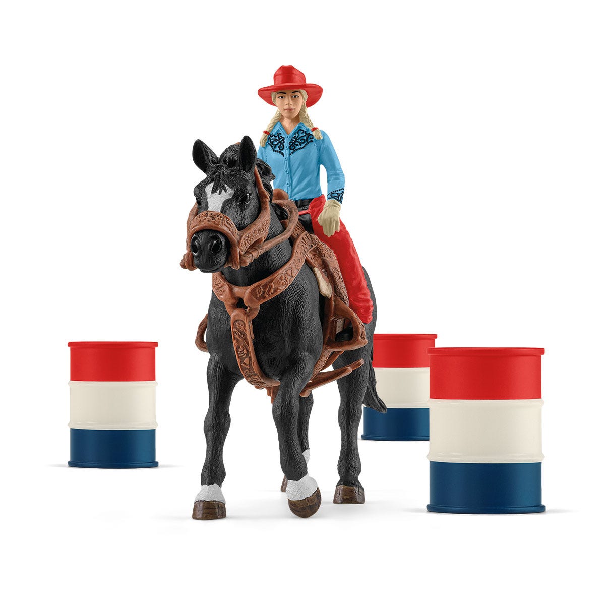 Carrera de obstáculos con amazona vaquera