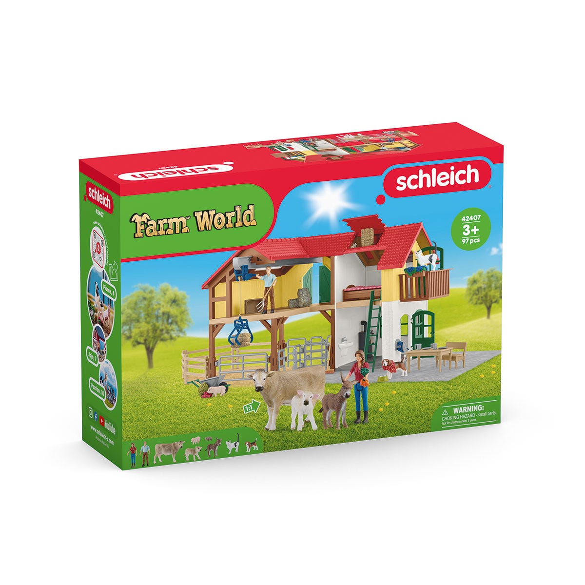 schleich Farm World 42407 97ピース Schleich 42407 Farm World - Farm with Stable and Animals, 97 Piece